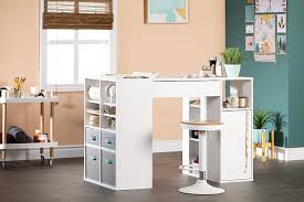 Mix and match your choice of table top and legs. South Shore Crea Pure White Counter Height Craft Table With Storage Wood 135 26x67 95x86 36 Cm Amazon Co Uk Home Kitchen