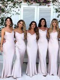 Sheath Spaghetti Straps Floor Length Light Pink Satin Bridesmaid Dress Light Pink Bridesmaid Dresses Light Pink Bridesmaids Pink Bridesmaid Dresses