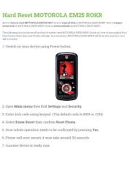 Best of all, it's free! Hard Reset Motorola Em25 Rokr Manualzz