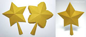 3d Paper Star For Xmas Tree Topper Free Svg Dxf Pdf 3d Paper Star Diy Christmas Tree Topper Paper Stars