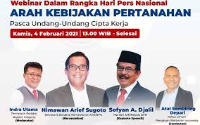 Check spelling or type a new query. Webinar Hpn 2021 Kementerian Atr Bpn Akan Sosialisasikan Arah Kebijakan Pertanahan Pasca Uu Cipta Kerja