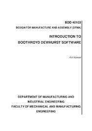 pdf design for manufacture and assembly dfma