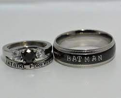 Batman And Batgirl Forever Rings Black Diamond Cz And White Cz Complete 3 Piece Wedding Set Batman Batman Wedding Rings Geeky Wedding Rings Batman Wedding