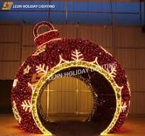 Waterproof IP65 Factory Customized Festival 3D Outdoor LED Holiday  Christmas Decoration 4m Large Ball Motif Light
