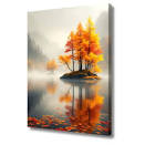 OBRAZ NA PŁÓTNIE 50x70 DRZEWA NA WYSPIE JESIENNE LIŚCIE NAD ...