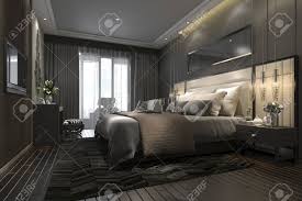 Dal design più rigoroso all'interpretazione contemporanea delle forme passate, con una scelta di materiali che spaziano dai legni ai laccati, dai tessuti alle pelli: Immagini Stock 3d Che Rende La Suite Di Camera Da Letto Moderna Di Lusso Nera In Hotel E Nella Localita Di Soggiorno Image 84013507