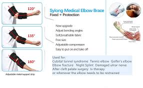 Amazon Com Elbow Brace For Cubital Tunnel Syndrome Adjustable Elbow Splint Arm Ulnar Nerve Brace Support Tendonitis And Arthritis Pain Relief Post Surgery Immobilizer Medical Stabilizer Fits Both Arms And Unisex M Industrial Scientific