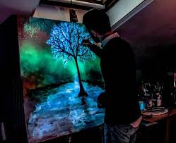 Artist Creates Glow In The Dark Paintings That Come To Life In The Dark Dark Paintings Glow In Dark Paint Glowing Art