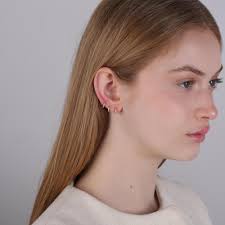 Aros pequeños con pavé, aros finos con diamantes dorados, aros de plata de  ley para cartílago, aros para trago y aros para hélix