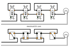 Wall switch schematic wiring diagram. 4 Way Switches Electrical 101