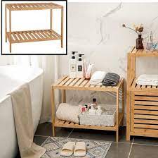 decopatent houten bankje van bamboe badkamer opbergrek badkamerkast rek open bamboe badkamer hout badkamer opbergrek