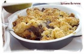 Crumble Poire Chocolat De C Lignac La Cuisine De Mimine Crumble Poires Crumble Poire Chocolat Poire Au Chocolat