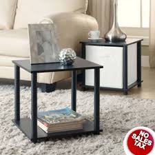 Modern End Table Set Of 2 Side Tables Storage Shelf Living Room Furniture Blac Storage Furniture Living Room Black Furniture Living Room