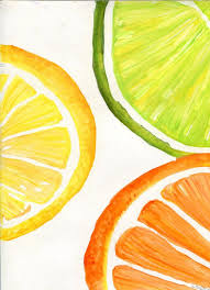 Original Watercolor Orange Lemon Lime Watercolor Painting Fruits Drawing Lemon Painting Fruit Painting