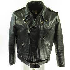 Vintage 80s Brooks Leather Biker Jacket 48 Xl Motorcycle Black Rare Size The Clothing Vault Leather Jacket Men Leather Motorcycle Jacket Vintage Biker Style
