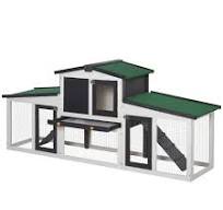 PawHut Wooden Large Rabbit Hutch with Double Runs, Removable ...