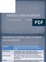Jika data wawancara, maka peneliti perlu menyiapkan transkrip wawancara secara utuh dari hasil rekaman suara menjadi sekumpulan kalimat sebagaimana audio asli dari hasil wawancara. Analisis Data Kualitatif