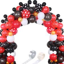 Red and black gold balloon, red and black gold balloon garland arch kit, 18th 21st 30th 40th 50th 60th birthday party ezaura 4 out of 5 stars (7) $ 31.60 free shipping add to favorites only 15.99, 20 tassel tampa bay buccaneers tissue paper garland, red and black, bucs football party decorations, wedding decor, super bowl. 117 Mouse Balloon Garland Arch Kit Black Red White Gold Rose Red Pink Balloon Garland Arch And Balloon Strip For Mouse Theme Party Baby Shower Birthday Wedding Decoration Black Red Mouse Color Buy