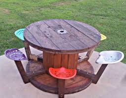 Wire Spool With Tractor Seats Spool Furniture Spool Tables Wood Spool