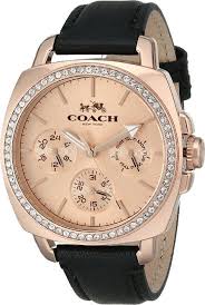 Black And Rose Gold Watch Womens Coach Womens Boyfriend 40mm Leather Strap Watch Rose Gold Black Watch Rose Gold Watches Small Handbags Leather Coach Watch
