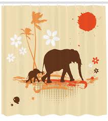 Elephant on toilet bath mat. Elephant Shower Curtain Safari Tropical Lands Print For Bathroom Ebay