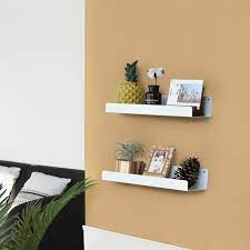These shelves are made of strong tempered glass, also known as safety glass, and finished with highly polished edges. Latitude Run Metal Long Floating Shelves Wall Mounted Floating Shelves Set For Bathroom Modern Office Floating Shelves Bracket For Wall White 2pcs Wayfair