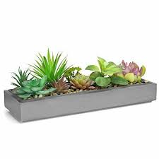 Flower arrangements are a perfect way to brighten up an accent table and flower centerpieces are beautiful dining table additions. Mixed Artificial Succulent Plant Arrangement In Modern 16 Inch Gray Clay Planter For Sale Online Ebay