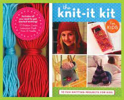 The kit includes lots of materials and equipment: The Knit It Kit For Kids 10 Fun Beginning Knitting Projects Get Crafty Traig Alpert Caren 9780811848886 Amazon Com Books