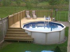Above Ground Pool Deck Ideas On A Budget The Most Common Built Deck Is A Wooden Deck And Its No Su Pool Deck Plans Swimming Pool Decks Best Above Ground Pool