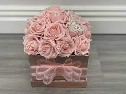 Artificial Flower Hat Boxes Pink With Butterfly Wedding Gifts Etsy In 2021 Flower Box Gift Birthday Flowers Bouquet Luxury Flowers