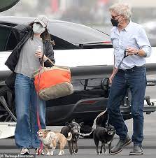8, harrison ford, 79, and his wife calista flockhart, 56, arrived in dubrovnik, croatia, for a holiday six weeks after the actor sustained a shoulder injury on. Harrison Ford And Wife Calista Flockhart Spotted Exiting A Private Plane With Their Adorable Pooches Daily Mail Online