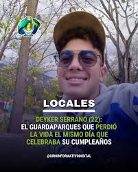 INPARQUES se une al duelo que embarga a la familia Serrano Moreno, por el  trágico fallecimiento del joven Deyker Yohender Serrano Moreno, quien en  vida fué miembro de la institución.