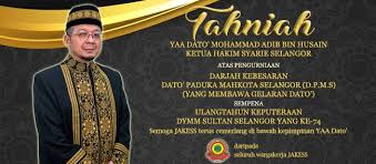 Sebarang aktiviti serta hebahan mengenai jabatan akan dipaparkan disini. Jabatan Kehakiman Syariah Selangor On Twitter Tahniah Yaa Dato Mohammad Adib Bin Husain Ketua Hakim Syarie Selangor Atas Pengurniaan Darjah Kebesaran Dato Paduka Mahkota Selangor Sempena Ulangtahun Keputeraan Dymm Sultan Selangor Yang