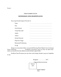 Contoh surat kepemilikan asset perusahaan. Surat Pernyataan Nomor Rekening Bank Kami