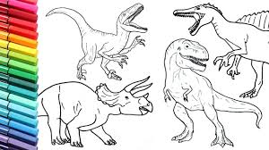 Drawing And Coloring Dinosaur Collection 2 How To Draw And Color Juras Jurassic World Dinosaurs Drawings Jurassic
