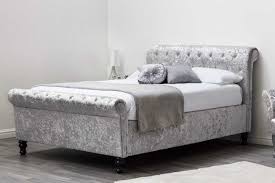 st james silver crushed velvet ottoman sleigh bed frame upholstered bed frame fabric upholstered bed crushed velvet bed