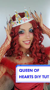 DIY QUEEN OF HEARTS DIY❤️this costume is also super affordable! Tim  Burton's queen of hearts is a stunning and distinct character but tbh her  outfit, makeup and hair look super unmanageable to wear ...