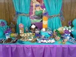 Under The Sea Feast The Little Mermaid Dessert Buffet Baby Birthday Party Girl Sea Birthday Party Sea Party Ideas
