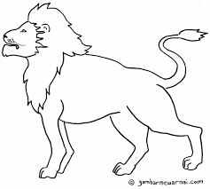 Mewarnai Singa Gambar Hewan Menggambar Singa Sketsa
