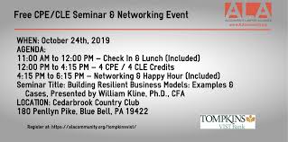 Upcoming Cpe And Cle Event On Thursday October 5th Thanks To Tompkins Vist Bank Register For This Web Networking Event Learning Objectives Company Financials