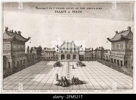 Emperor of China: from the book An Embassy from the East-India Company of the United Provinces to the Grand Tartar Cham, Emperor of China, by Johannes Nieuhof, engraving by Wenceslaus Hollar, 1669