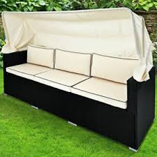Hier finden sie moderne loungemöbel für ihren garten! Poly Rattan Garten Sofa Lounge Gartenliege Gartenmobel Sonnenliege Mit Dach Ebay
