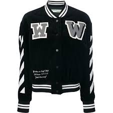 Black And White Varsity Jacket Womens Off White Varsity Jacket 1 203 Liked On Polyvore Featuring Outerwear Jackets Black Print J Varsity Jacket Off White Varsity Jacket Stand Collar Jackets