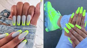 Acrylic nails for summer glitter. Neon Nails Design Neon Green Nail Design Neon Nail Designs