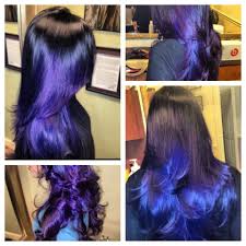 Black Blue And Purple Ombre Hair Midnight Holographic Ombre Dimensions Of Black Blue Purple Metallic Reflected In The Sun By Jon Carlos Holographic Hair Hair Looks Hair Styles