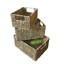 Shop for closet baskets at bed bath & beyond. Wicker Storage Baskets With Handles Set 3 Shelving Bin Closet Orga Made Terra