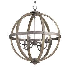 Progress Lighting Keowee Collection 24 13 In 6 Light Artisan Iron Orb Chandelier With Elm Wood Accents P400129 148 The Home Depot Rustic Light Fixtures Farmhouse Dining Room Lighting Iron Chandeliers