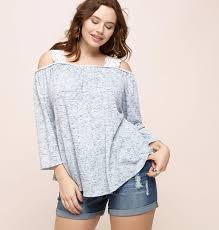 Spacedye Eyelet Cold Shoulder Top Plus Size Top Loralette