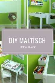 Kindertisch Mit Zwei Stuhlen Als Ikea Hack Diy Maltisch Der Die Selbstandigkeit Von Kindern Unterstutzt Kindertisch Kinder Zimmer Kindertisch Ikea