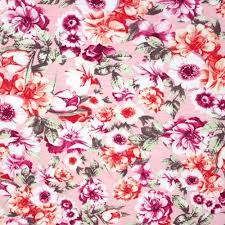 Fuchsia Orange Floral On Pink Cotton Jersey Blend Knit Fabric Customer Favorite Gorgeous Fuchsia Fabric Stores Online Colorful Backgrounds Pink Background